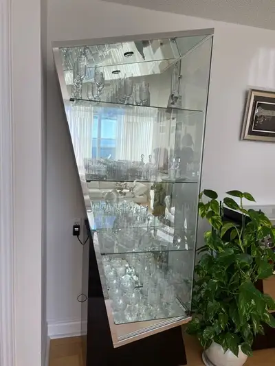 Modern Mirrored Display Cabinet - Lightly used, View more