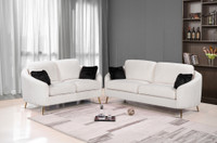 NEW- White Boucle Fabric Sofa Set