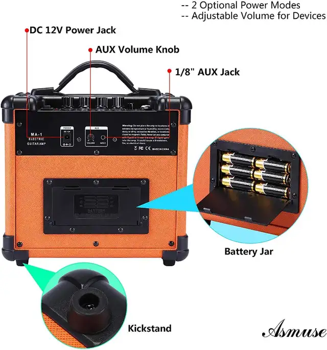 New Asmuse 10W Portable Electric Guitar Amplifier Speaker Combo in Amps & Pedals in Markham / York Region - Image 5