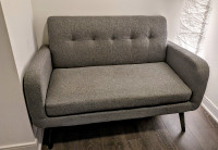 Loveseat Sofa. Grey upholstery. 50.5'' width