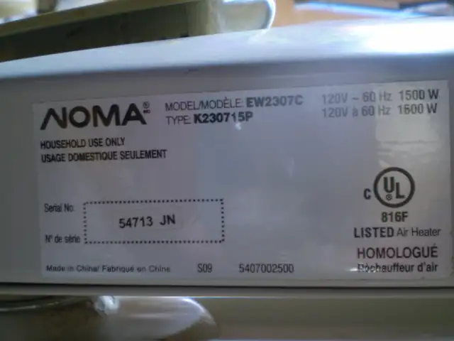 NOMA EW2307C OIL FILLED PORTABLE SPACE HEATER 1500 WATTS- $50 in Heaters, Humidifiers & Dehumidifiers in Winnipeg - Image 7