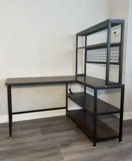 L-Shaped Corner Desk with Hutch, View more