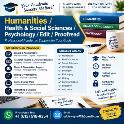 Humanities/Health & Social Sciences/Psychology/Edit/Proofread, View more