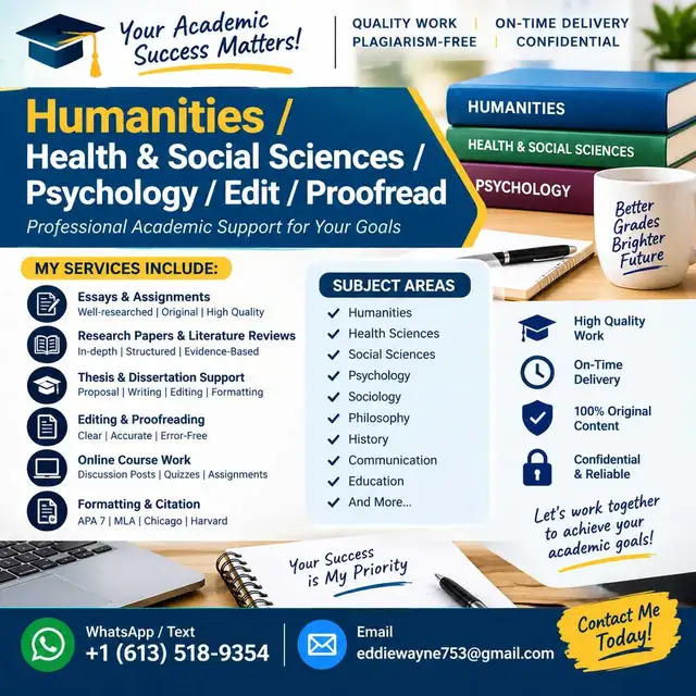 Humanities/Health & Social Sciences/Psychology/Edit/Proofread