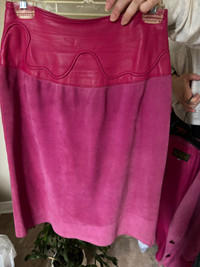  Vintage leather, two piece pink set 