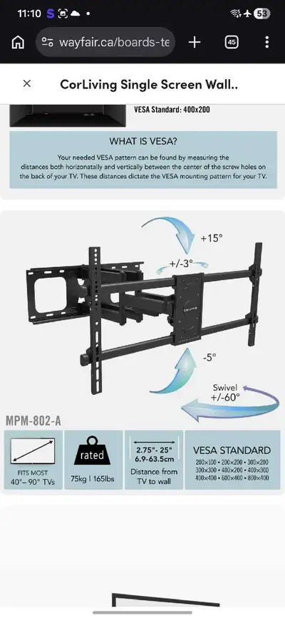 Heavy duty full motion rotatable wall mount , View more