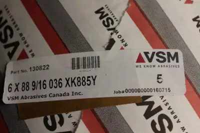 VSM Sanding Belt 6"W X 88&9/16"L 036 XK885Y (X10) Part #130822., View more