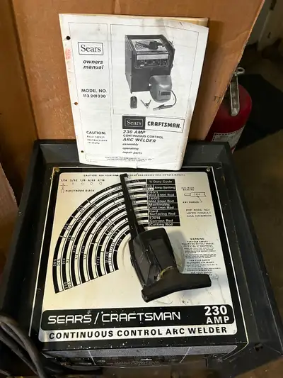 Sears Craftsman Continuous Control Arc Welder is a heavy-duty 230-amp stick welder. Known for a long...