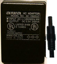 AIWA AC-D603UC AC ADAPTER 5.5V 250mA 8W CLASS 2 POWER SUPPLY