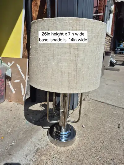 Chrome Table Lamp with Beige Shade, View more