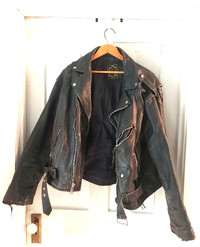 Leather bike Jacket. Mens. Black. High Spirit