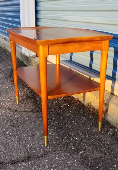 Deilcraft walnut bi-level end side table mcm taper legs c1960s, View more