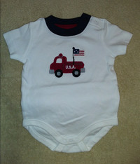 Gymboree July 4th USA Patriotic Flag Baby Onesie Size 0-3 Months