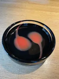 70’s GRO BERGSLIEN  HADELAND Black GLASS SPERM BOWL Orange Swirl