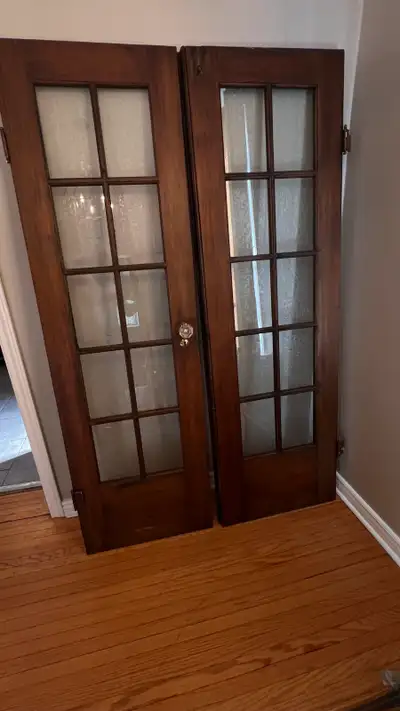 Antique French Doors – Leaded Glass, Original Brass  – c.1920s, View more