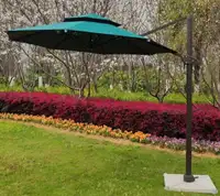 Outdoor Cantilever Umbrella, Solar Powered, LED Lights, Aluminum