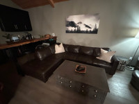  Natuzzi  Genuine, leather sectional sleeper sofa