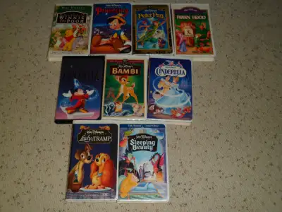 For sale is a Various Vintage Walt Disney's Masterpiece VHS tapes clamshell . Great condition!! Disc...
