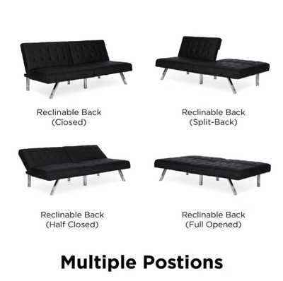 ️ Hometrends Tufted Futon – Black Faux Leather – Brand New in, View more