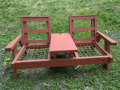 Patio Set. Wood Couch with Two Nice Seats. Sofa., View more