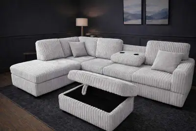 Corduroy Sectional Cupholder/Drop-down , View more