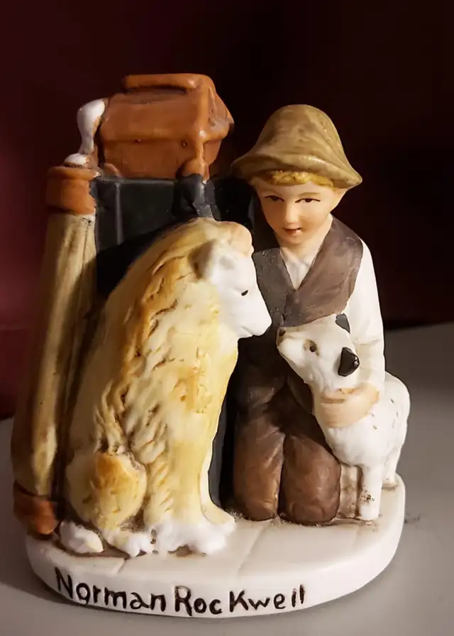 Vintage 1980 Norman Rockwell " Friends In Need" Boy With Dogs in Arts & Collectibles in Brantford - Image 2