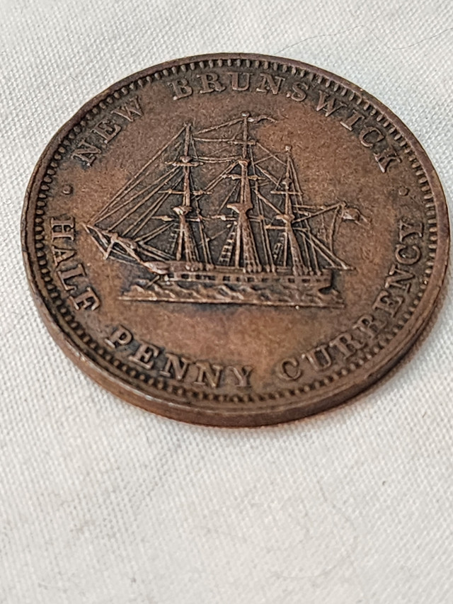 1854 New Brunswick 1/2 Penny Canadian Preconfederation in Arts & Collectibles in City of Toronto - Image 2