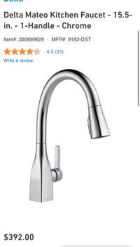 Delta Mateo Kitchen Faucet - 15.5-in. - 1-Handle - Chrome