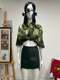 Green Leather Skirt 