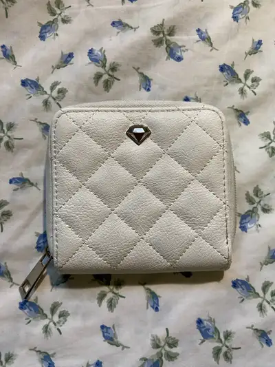 White Wallet with Silver Hardware , View more