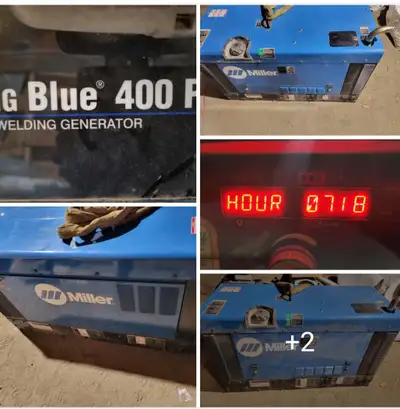 Miller Big Blue 400 pro welder with only 718hrs. Comes with positive air shutoff and a cover.