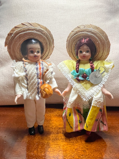 Antique Mexican Boy and Girl Doll in Traditional Attire, View more