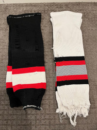 Hockey Socks, Black, White, Red, FREE