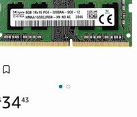 SK Hynix 8GB SODIMM DDR4 3200 PC4 1Rx16 HMAA1GS6CJR6N-XN SO-DIMM
