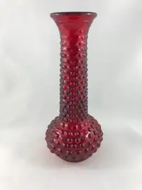 Vintage 7 3/4" Red Hobnail Glass Vase by E. O. Brody Co.
