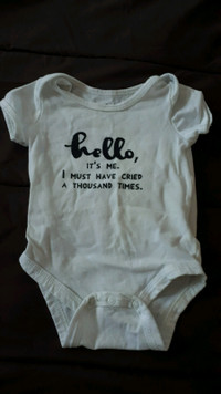 3-6 month onesie Adele song "Hello"