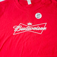 New Budweiser Beer Red T Shirt Top Womens Size Large