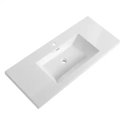 48" Bathroom Resin Sink, Gloss White Colour, View more