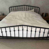 King size  black metal bed frame 