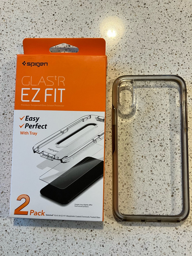 iPhone X/XS Otterbox case and screen protector in Cell Phone Accessories in Victoria