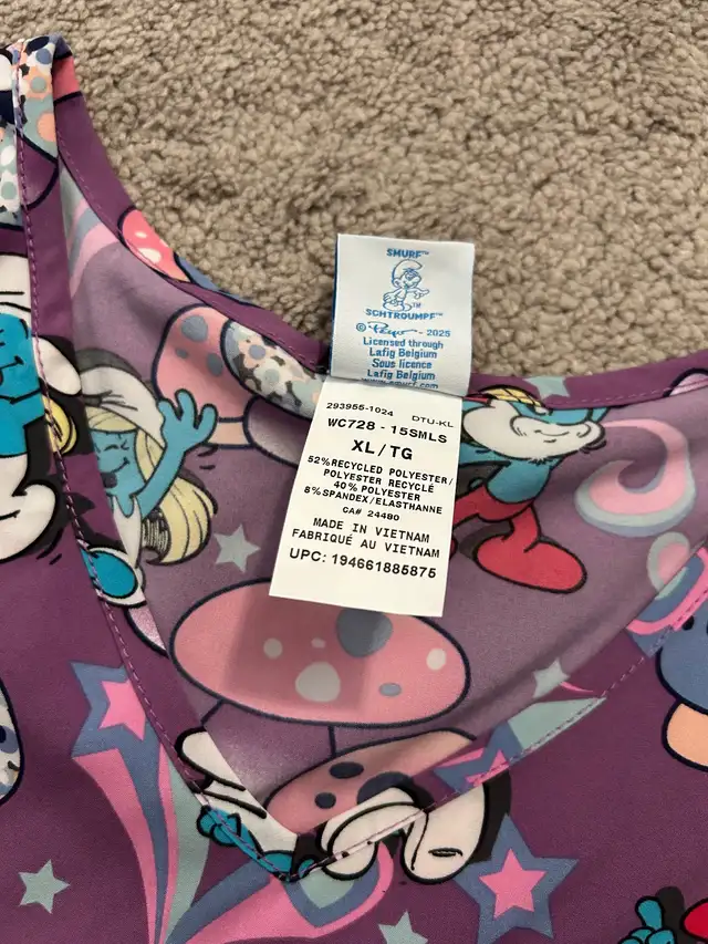 Smurfs Print Scrub Top in Women's - Tops & Outerwear in Calgary - Image 3