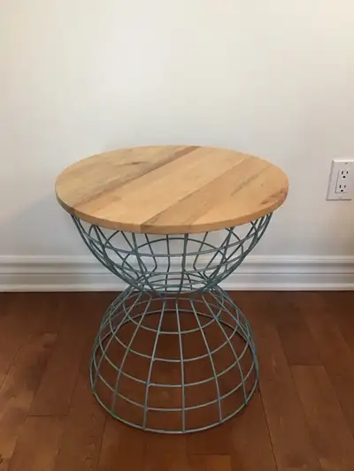 Side Table with metal  base and wood top., View more
