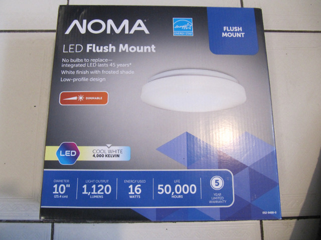 Noma LED Flush Mount 10 inch Cool White 4000 Kelvin Brand New in Electrical in Mississauga / Peel Region