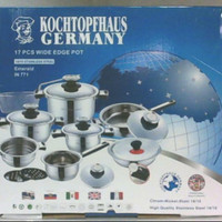 NEW 17 PCS WIDE EDGE POT SET 18/10 STAINLESS STEEL $500