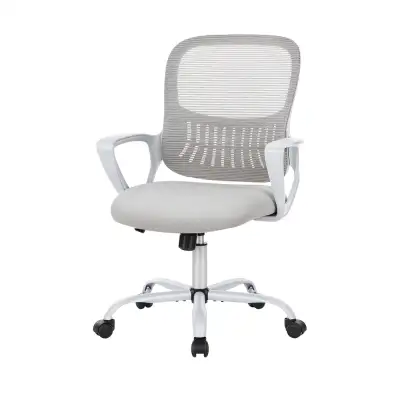 SMUG Mid-Back Mesh Office Chair with Lumbar Support, Gray / Pink, View more