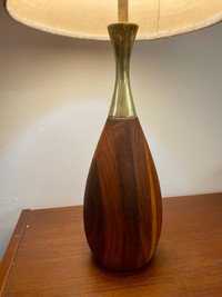 Teak and Brass Mid Century Modern Lamp 