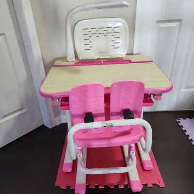 Kids Ergonomic desk and chair (pink), View more