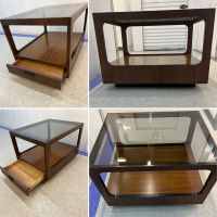 Walnut and glass coffee or side table with storage by Kroelher