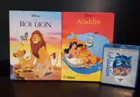 2 gros livres Disney Phidal avec film DVD Blu Ray, comme neufs