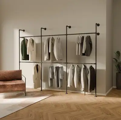 Pamo Industrial Wall-Mounted Clothing Rack , View more